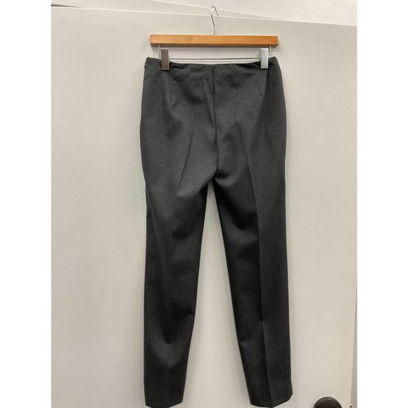 NEW KATIA SERAFINI charcoal flat front side zip wool pant in charcoal